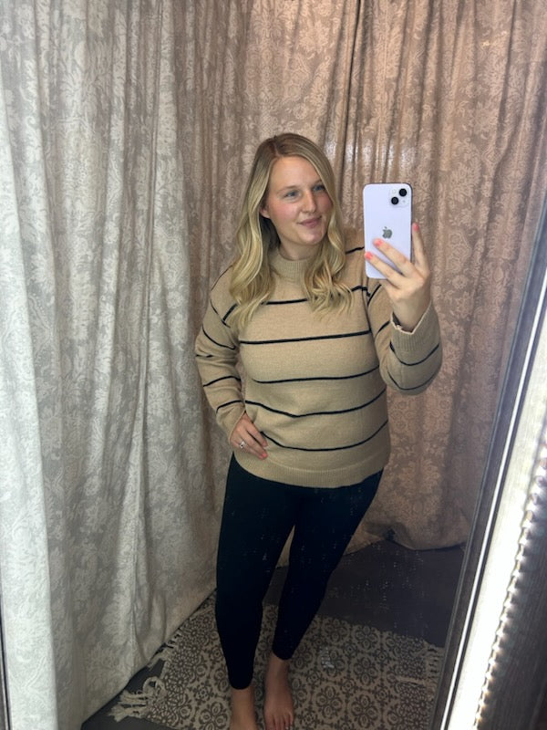 Tan and Black Stripe Sweater