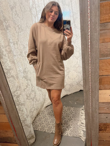 Taupe Sweatshirt Dress