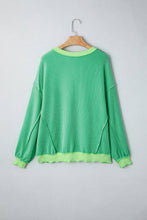 LAS Twisted Rib Uneven Hem Drop Shoulder Knit Top (S-XL): Bright Green / Missy / L