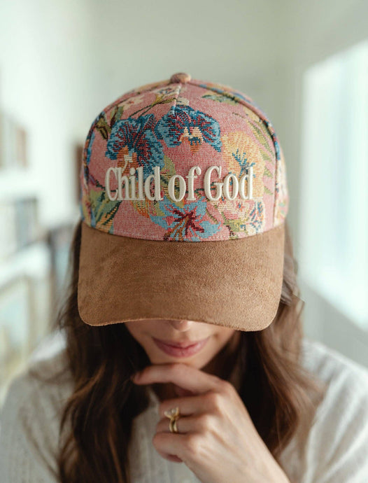 Hat: Child of God, Floral, Embroidered, Cotton, Snapback