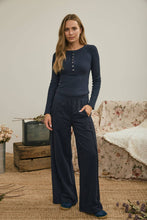 ELASTIC WAIST SIDE PANEL KNIT LOUNGE PANTS: NAVY