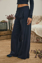 ELASTIC WAIST SIDE PANEL KNIT LOUNGE PANTS: NAVY