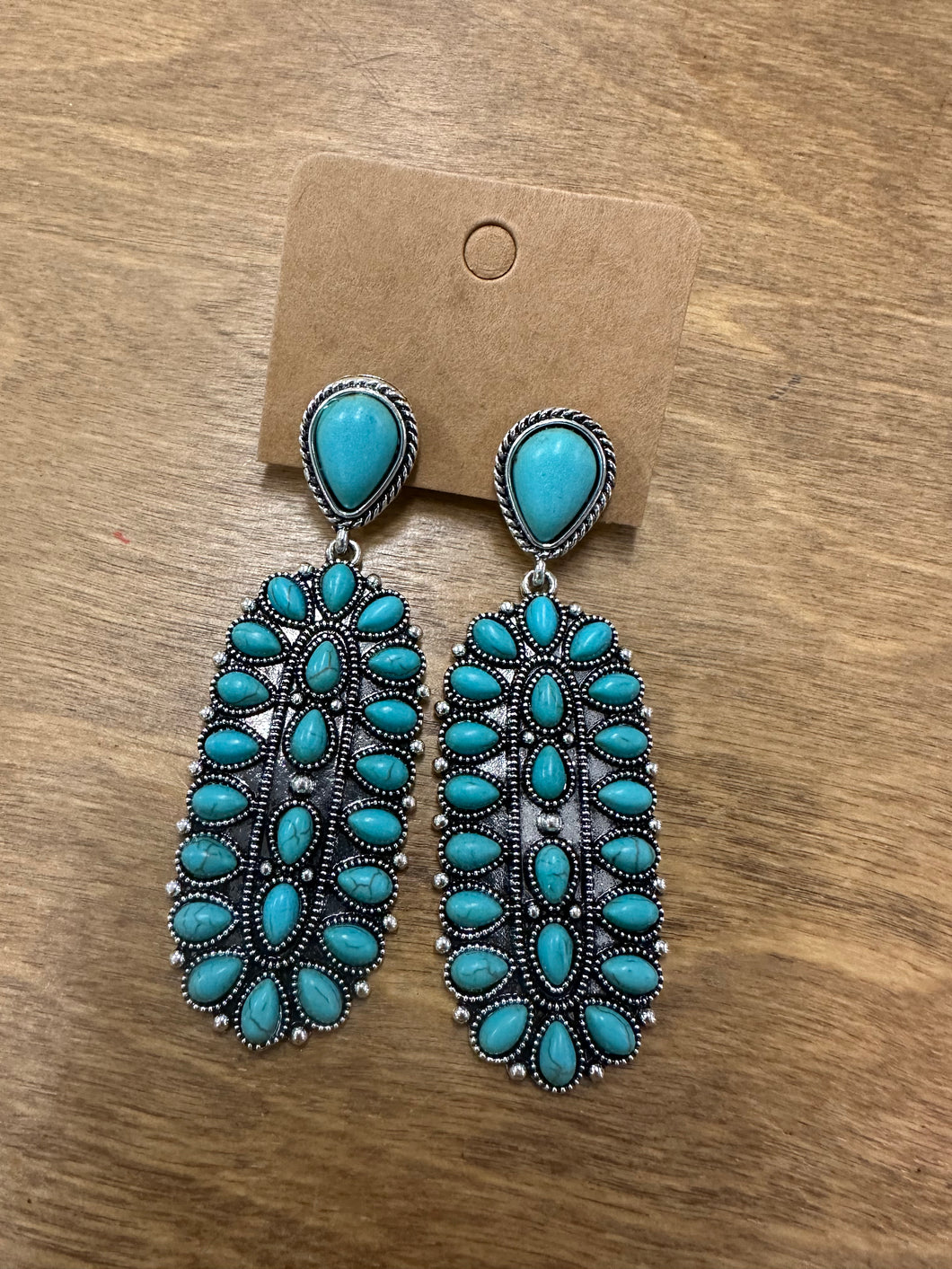 Turquoise + Silver Squash Blossom Earrings