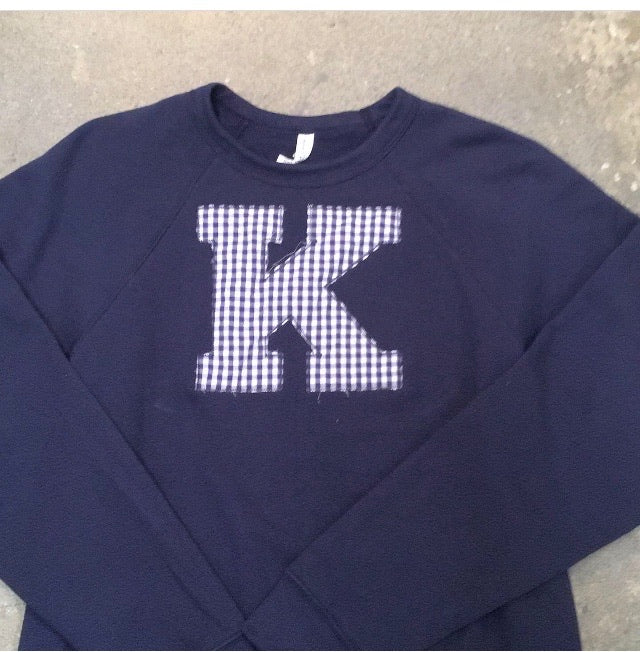 Navy Bella Canvas Crewneck + Big K appliqué