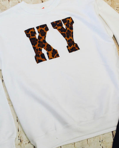 Cheetah KY + White Crewneck